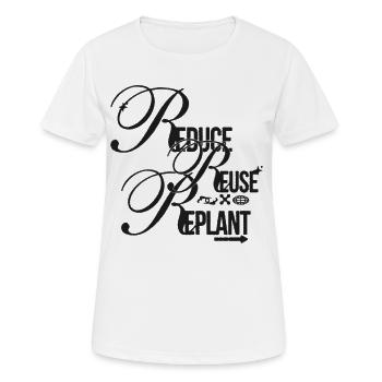 Scénario de durabilité – Réduire, réutiliser, replanter - T-shirt respirant Femme - blanc - Devant - AI Model Female 172 dark (172cm)