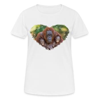 Orangutan Mum Watching Over Two Babies - Women's Breathable T-Shirt - white - Front - AI Model Female 172 dark (172cm)