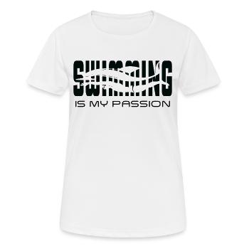 Schwimmen ist meine Leidenschaft - Frauen T-Shirt atmungsaktiv - Weiß - Vorne - AI Model Female 172 dark (172cm)