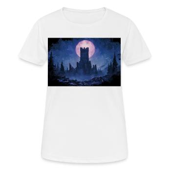 Poster Illustration Paysage médiéval en ruine - T-shirt respirant Femme - blanc - Devant - AI Model Female 172 dark (172cm)
