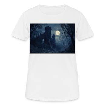 Poster Illustration Paysage médiéval en ruine - T-shirt respirant Femme - blanc - Devant - AI Model Female 172 dark (172cm)