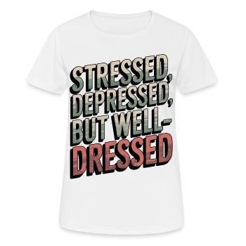 Stressé, déprimé, mais bien habillé Style rétro - T-shirt respirant Femme - blanc - Devant - AI Model Female 172 dark (172cm)