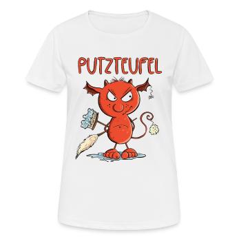 Lustiger Putzteufel Putzen Reinigungskraft Hygiene - Frauen T-Shirt atmungsaktiv - Weiß - Vorne - AI Model Female 172 dark (172cm)
