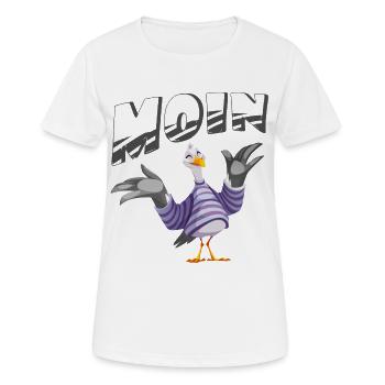 Moin Möwe Norddeutsch Dialekt Guten Morgen Moewe - Frauen T-Shirt atmungsaktiv - Weiß - Vorne - AI Model Female 172 dark (172cm)