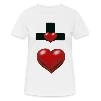 Kreuz Kreuze Herz Herzen - Frauen T-Shirt atmungsaktiv - Weiß - Vorne - AI Model Female 172 dark (172cm)