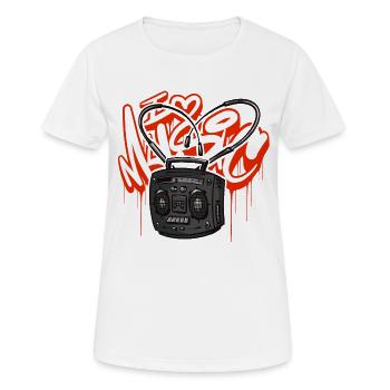 I love Music Ghettoblaster Boombox - Frauen T-Shirt atmungsaktiv - Weiß - Vorne - AI Model Female 172 dark (172cm)