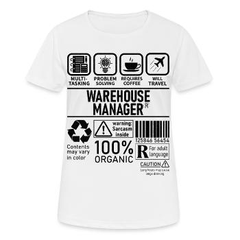 Résolution de problèmes multitâches Warehouse Manager - T-shirt respirant Femme - blanc - Devant - AI Model Female 172 dark (172cm)