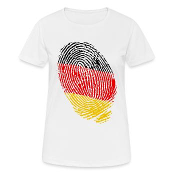 Fingerabdrücke der deutschen Flagge - Frauen T-Shirt atmungsaktiv - Weiß - Vorne - AI Model Female 172 dark (172cm)