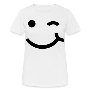 Clin d’œil, sourire clignant de l’œil - T-shirt respirant Femme - blanc - Devant - AI Model Female 172 dark (172cm)