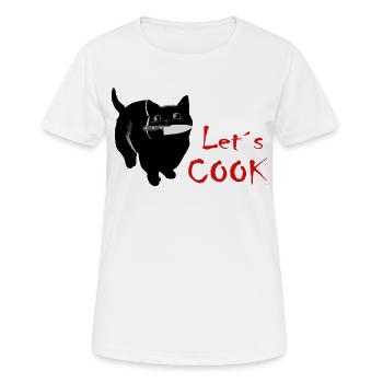 Couteau YANACAT Cat. Cuisine sucrée mais psychique - T-shirt respirant Femme - blanc - Devant - AI Model Female 172 dark (172cm)