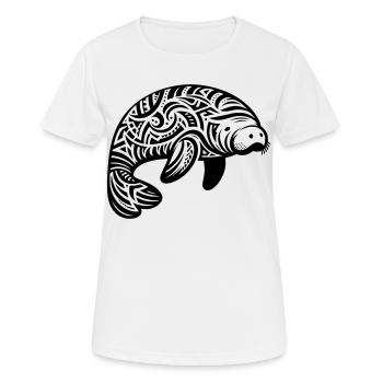 Lamantin tribal - T-shirt respirant Femme - blanc - Devant - AI Model Female 172 dark (172cm)