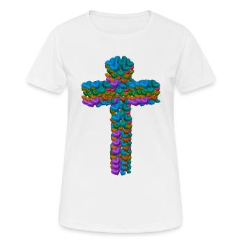 Croix Croix Coeurs Coeurs Crucifix - T-shirt respirant Femme - blanc - Devant - AI Model Female 172 dark (172cm)