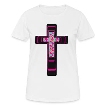 Croix Fleurs Croix Crucifix - T-shirt respirant Femme - blanc - Devant - AI Model Female 172 dark (172cm)