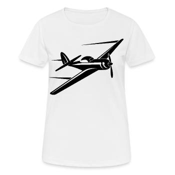Dessin de l’avion de l’hélice - T-shirt respirant Femme - blanc - Devant - AI Model Female 172 dark (172cm)