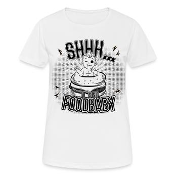 Shhh – Not a food baby | Breastfeeding Humor - Women's Breathable T-Shirt - white - Front - AI Model Female 172 dark (172cm)