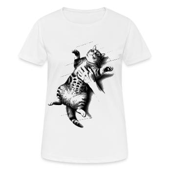 Cat gets belly rub - Women's Breathable T-Shirt - white - Front - AI Model Female 172 dark (172cm)