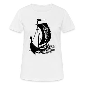 Wikinger-Langschiff - Frauen T-Shirt atmungsaktiv - Weiß - Vorne - AI Model Female 172 dark (172cm)