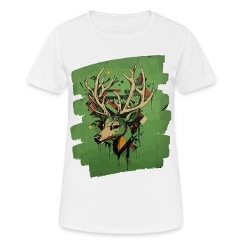 Hirsch mit Geweih - Frauen T-Shirt atmungsaktiv - Weiß - Vorne - AI Model Female 172 dark (172cm)