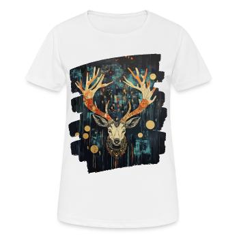 Hirsch mit Geweih - Frauen T-Shirt atmungsaktiv - Weiß - Vorne - AI Model Female 172 dark (172cm)