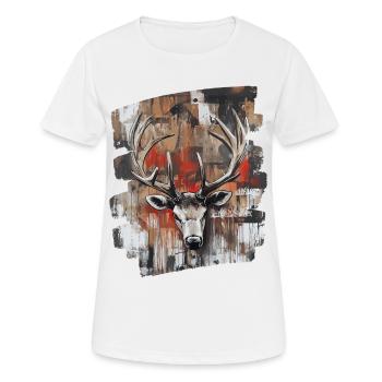 Hirsch mit Geweih - Frauen T-Shirt atmungsaktiv - Weiß - Vorne - AI Model Female 172 dark (172cm)