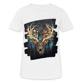 Hirsch mit Geweih - Frauen T-Shirt atmungsaktiv - Weiß - Vorne - AI Model Female 172 dark (172cm)