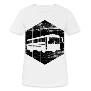 Bus - Frauen T-Shirt atmungsaktiv - Weiß - Vorne - AI Model Female 172 dark (172cm)