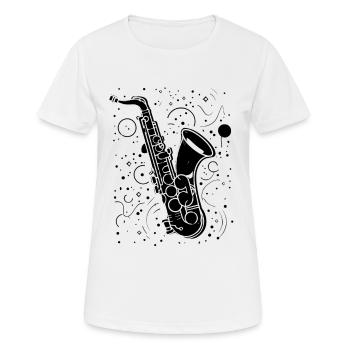 Saxophon Illustration - Frauen T-Shirt atmungsaktiv - Weiß - Vorne - AI Model Female 172 dark (172cm)
