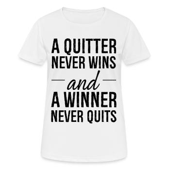 Un abandonneur ne gagne jamais et un gagnant n’abandonne jamais - T-shirt respirant Femme - blanc - Devant - AI Model Female 172 dark (172cm)