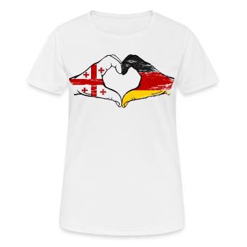 Géorgie Allemagne Drapeau Mains Coeur Forme utilisation - T-shirt respirant Femme - blanc - Devant - AI Model Female 172 dark (172cm)