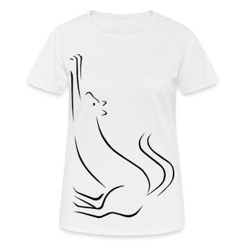 Katze Strichzeichnung - Frauen T-Shirt atmungsaktiv - Weiß - Vorne - AI Model Female 172 dark (172cm)