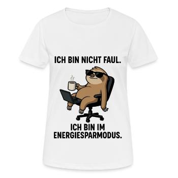 Faultier Lounge mit Kaffee Laptop - Frauen T-Shirt atmungsaktiv - Weiß - Vorne - AI Model Female 172 dark (172cm)