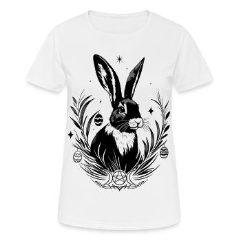 Ostara Hase mit Triple Moon und Pentagramm - Frauen T-Shirt atmungsaktiv - Weiß - Vorne - AI Model Female 172 dark (172cm)