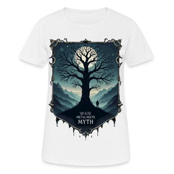 Wo Metall auf Mythos trifft ! - Frauen T-Shirt atmungsaktiv - Weiß - Vorne - AI Model Female 172 dark (172cm)