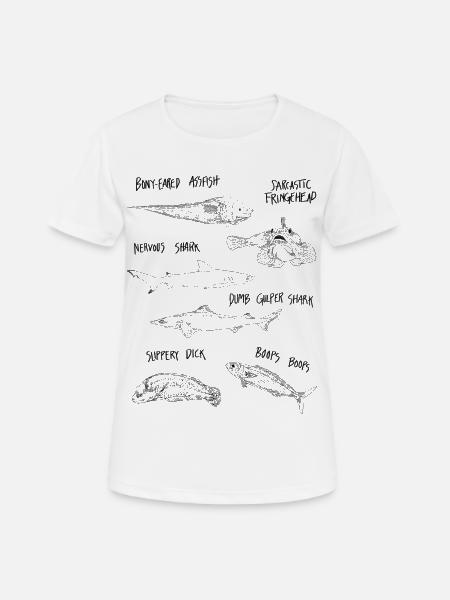 FUNNY FISH - Women's Breathable T-Shirt - white