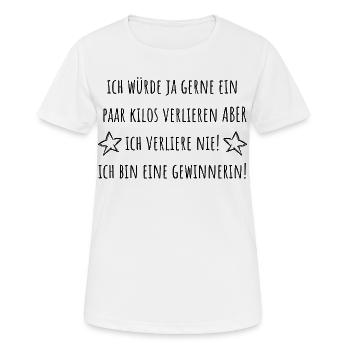Ich bin eine Gewinnerin! Ich verliere nie! - Frauen T-Shirt atmungsaktiv - Weiß - Vorne - AI Model Female 172 dark (172cm)