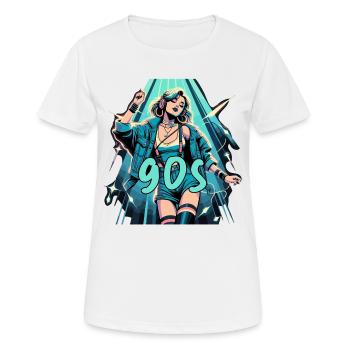 Frau tanzt Tanzen 90er Retro Disco Disko Geschenk - Frauen T-Shirt atmungsaktiv - Weiß - Vorne - AI Model Female 172 dark (172cm)