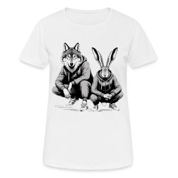 Squat slave Squat russe Lièvre et loup Cadeau - T-shirt respirant Femme - blanc - Devant - AI Model Female 172 dark (172cm)