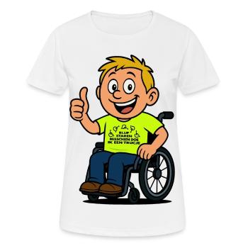 Starr weiter und ich mache einen Rollstuhltrick # - Frauen T-Shirt atmungsaktiv - Weiß - Vorne - AI Model Female 172 dark (172cm)