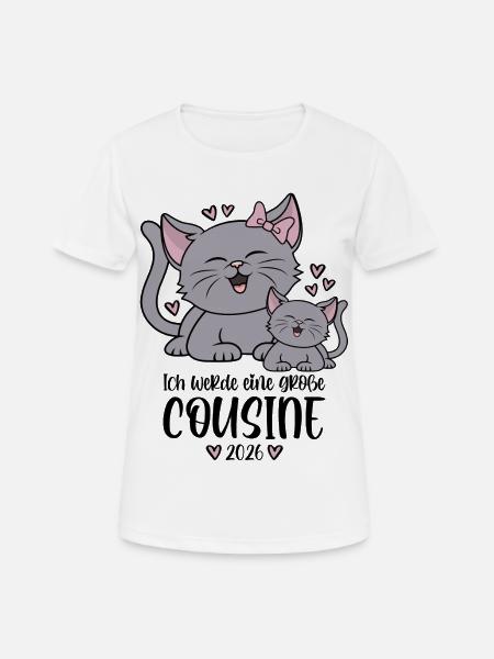 Große Cousine 2026 Kätzchen Katze Katzen Kinder - Frauen T-Shirt atmungsaktiv - Weiß