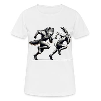 Competition Rabbit and Wolf Race Sprint Gift - Women's Breathable T-Shirt - white - Front - AI Model Female 172 dark (172cm)