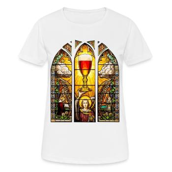 Verre à bière Graal - Vitrail d’église Fête des pères - T-shirt respirant Femme - blanc - Devant - AI Model Female 172 dark (172cm)