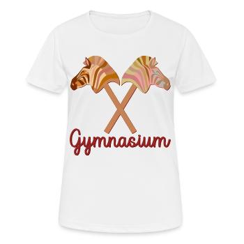 HOBBY HORSING SCHULKIND STECKENPFERDE GYMNASIUM - Frauen T-Shirt atmungsaktiv - Weiß - Vorne - AI Model Female 172 dark (172cm)