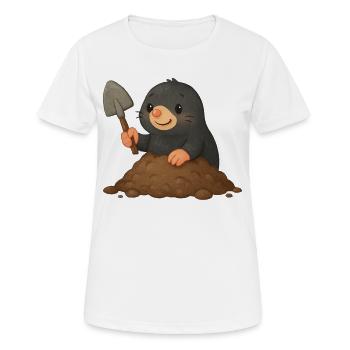 Niedlicher Maulwurf mit Schaufel - Frauen T-Shirt atmungsaktiv - Weiß - Vorne - AI Model Female 172 dark (172cm)