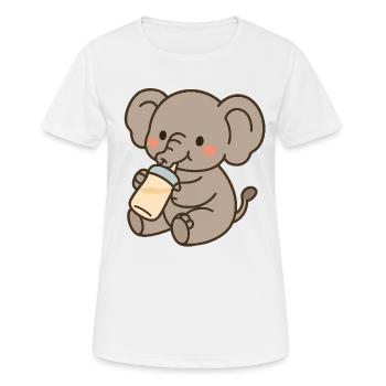 Petit éléphant avec des bouteilles de lait - T-shirt respirant Femme - blanc - Devant - AI Model Female 172 dark (172cm)