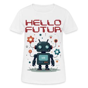 Hallo Future Character von Helfspawn - Frauen T-Shirt atmungsaktiv - Weiß - Vorne - AI Model Female 172 dark (172cm)