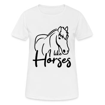 Reitliebe - Frauen T-Shirt atmungsaktiv - Weiß - Vorne - AI Model Female 172 dark (172cm)