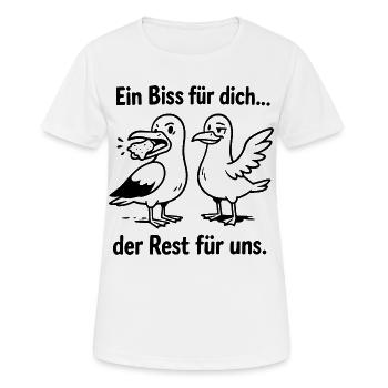 Ein Biss für dich der Rest für uns! - Frauen T-Shirt atmungsaktiv - Weiß - Vorne - AI Model Female 172 dark (172cm)