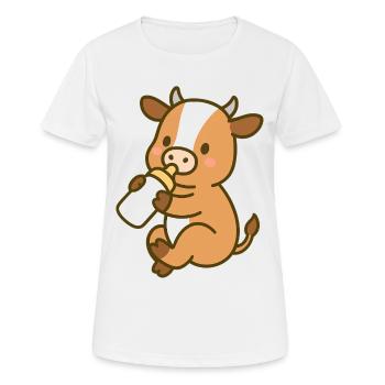 Petite vache avec des bouteilles de lait - T-shirt respirant Femme - blanc - Devant - AI Model Female 172 dark (172cm)