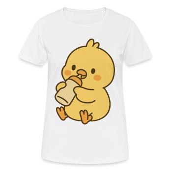 Kleines Küken mit Milchfläschen - Frauen T-Shirt atmungsaktiv - Weiß - Vorne - AI Model Female 172 dark (172cm)
