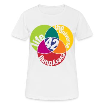 La vie, l’univers et tout - T-shirt respirant Femme - blanc - Devant - AI Model Female 172 dark (172cm)